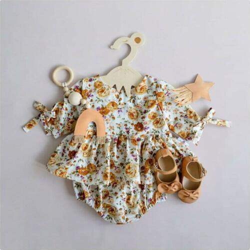 Summer Newborn Baby Girl Clothes Floral Ruffle Jumpsuit Playsuit