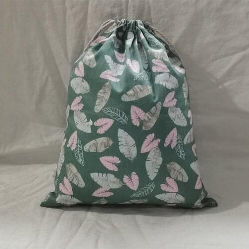 Storage bag rope cotton bag plant pattern clothing socks underwear shoes candy gifts children toys storage bag 1pcs