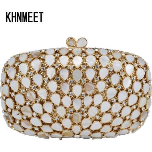 Fashion Luxury Gold Black Clutch Evening Bag Women Wedding Crystal Diamond Party Purse Female soiree Clutches Bag SC584