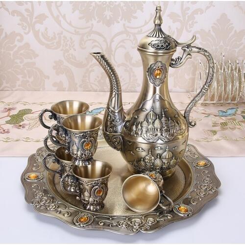 New creative European-style zinc alloy wine glass wine set metal crafts gifts home wine cabinet decorative ornaments