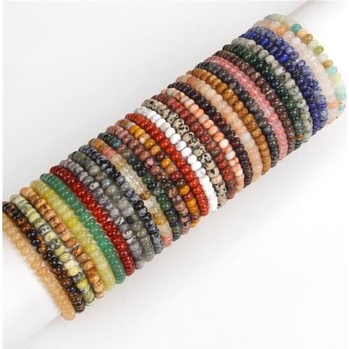 Wholesale Natural 4*6 mm Amazonite Abacus Beads Bracelets Women Jewelry Polished Rondelle Tiger Stone Bangle Men Elastic Pulsera