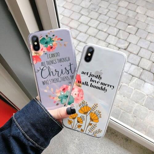 Jesus Bible Quotes Phone Case Transparent soft For iphone 5 5s 5c se 6 6s 7 8 11 12 plus mini x xs xr pro max