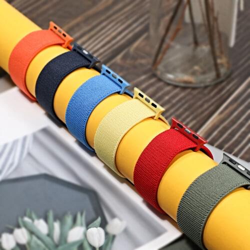 Scrunchie Strap for Apple watch band 44mm 40mm 38mm 42mm Adjustable Elastic Nylon solo Loop bracelet iWatch band 3 4 5 6 se