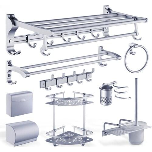 Towel rack space aluminum towel rack folding toilet rack towel bar bathroom bathroom hardware accessories set towel rack