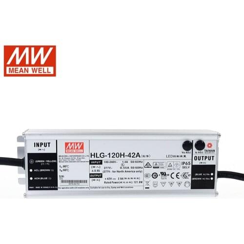 MEAN WELL LED driver HLG-120H-42A 36V LED Power Supply 110V/220V AC to 42V DC 2.9A 120W waterproof IP65 Adjustable Transformer