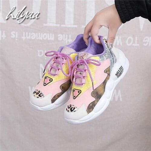 Spring Woman Sneakers Fashion Colorful PU Lace-up Female Platform Shoes Casual Trainers Zapatos Mujer Dad Shoes Sneakers Women