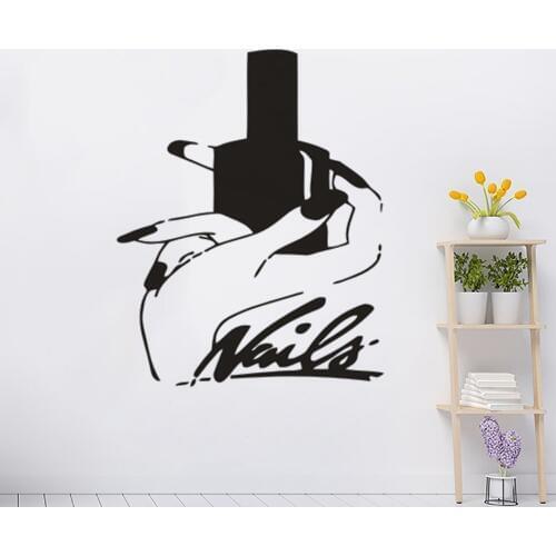 Manicure Nails Artist Design Wall Stickers Beauty Hands With Nail Polish Vinyl Wall Decals Art Nails Studio Décor AZ962