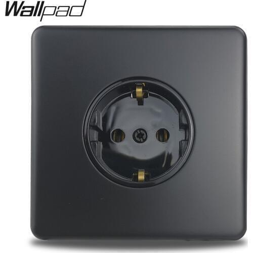 Wallpad Z6 EU Plug Power Socket Electric Outlet Black Stainless Steel Plate with Claws Fit EU Box
