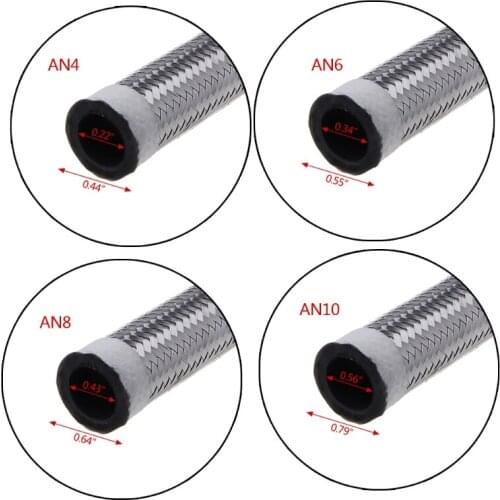 X7AE 1M Stainless Steel Braided Brake Gas Oil Fuel Line Hose AN4 AN6 AN8 AN10 NEW