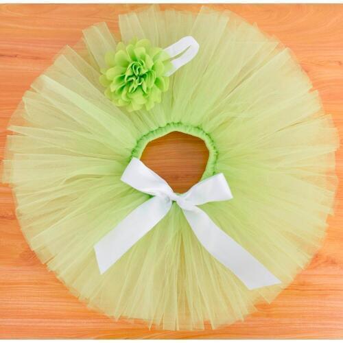 Lime Green Baby Girls Tutu Skirt & Headband Set Newborn Photo Prop Costume Infant Fluffy Baby TUTU Outfit For 0-12M