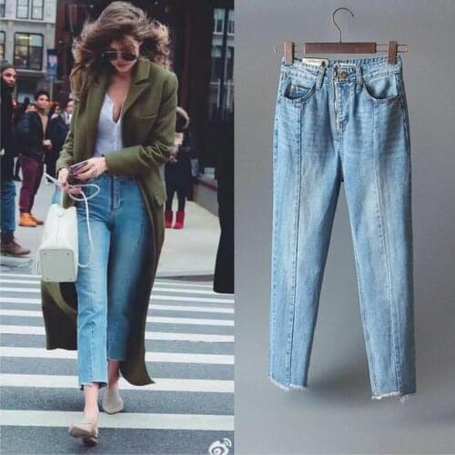 2021 Irregular High Waist Loose Jeans For Women Plus Size Fashionable Casual Straight Pants Mom Jeans Washed Boyfriend Jeans