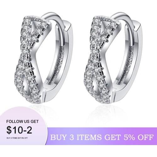 LByzHan 100% Real 925 Sterling Silver Dainty Small Zircon Inlaid Round Circle Hoop Earrings for Women Silver Earrrings Jewelry