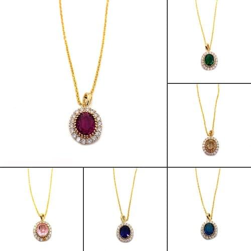 Ladies Necklace, Fashionable O-chain, Metal Inlaid with Rhinestones, Oval Crystal Pendants, Jewelry Sets for Wedding Wear