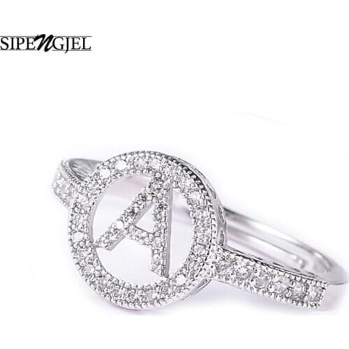 SIPENGJEL Fashion A-z Letter Adjustable Rings Silver Color Alphabet Initials Name Rings For Women Party Jewelry 2021 anillos