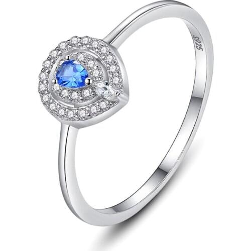 Trendy 100% 925 Sterling Silver Created Heart Wedding Rings For Women High Carbon Diamond Lovely Party Jewelry Fine Jewelry Gift