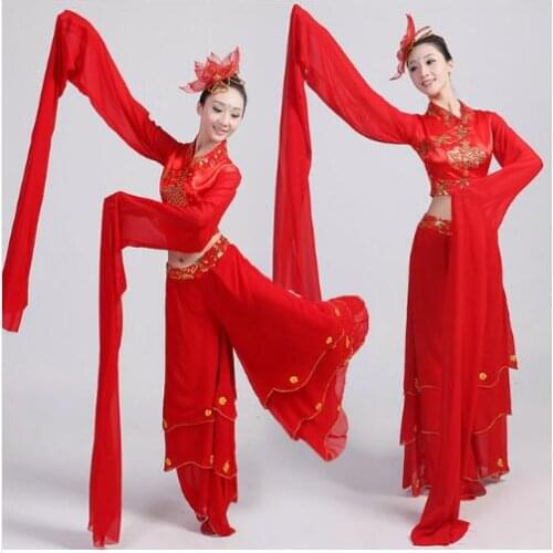 0126) Chinese Classical dance clothes ancient costume fairy set red long Sleeves costumes water sleeves myth festival clothes