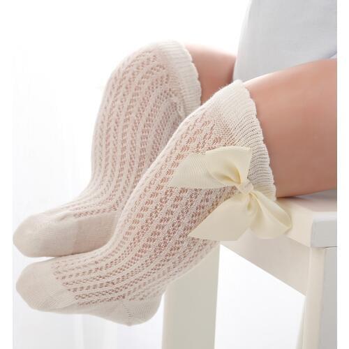 1Pair Toddler Newborn Baby Kid Girls Socks Solid Color Princess Bow Knee High Sock 2019 New