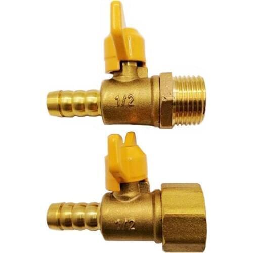 1Pc 10/12mm Brass Ball Valve 1/2" Male Female Pipe Fittings Hose Barb Connector For Oil Water Gas Ball Valve