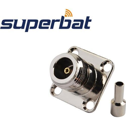 Superbat 10pcs N Crimp Jack Female Panel Mount 4-hole RF Connector for Cable RG316 RG174
