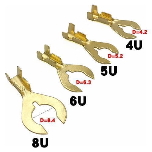 100pcs Terminal block 4B5B6B8B anti-falling crab foot U-shaped Y-shaped fork grounding piece 0.5mm thick