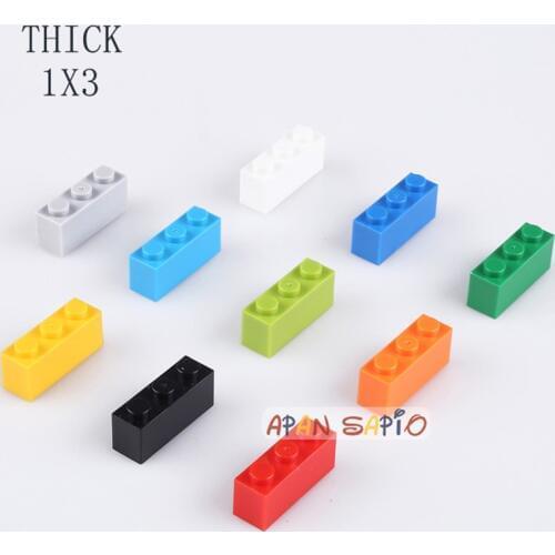 120PCS/lot DIY Building Blocks Thick 1x3Dots Educational Creative Figures Bricks fit lego brick kids Toys for Children