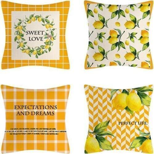 2pcs/set Pastoral Style Lemon Flax Cushion Cover Office Sofa Decorative Pillowcase Throw Pillow Case for Bedroom Home Textile