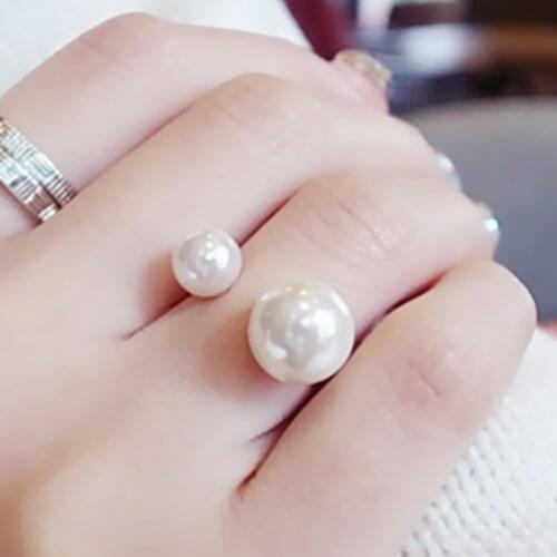 New Arrivals Hot Fashion womens Ring Street Shoot Accessories Imitation Pearl Size Adjustable Ring Opening Women Jewelry