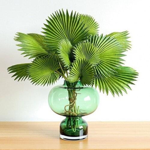 3PC/lot Garden Artificial plants Leaves Bunch Green 45 cm PU Monstera outdoor Interior Fecoration Flower Arrangement Home Decora