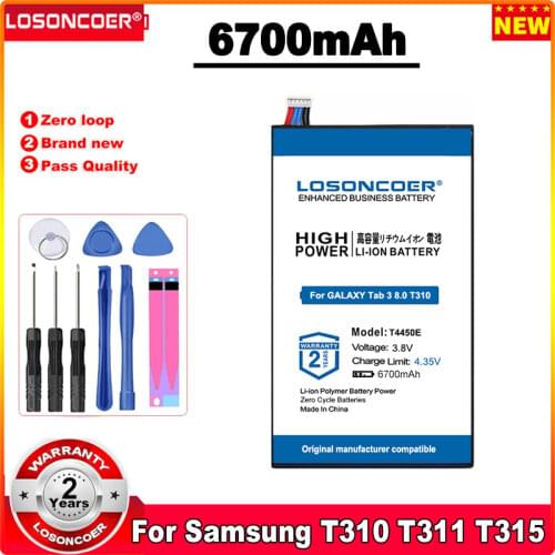 LOSONCOER 6300mAh T4450E Batteries For Samsung GALAXY Tab 3 8.0 T310 T315 T311 SM-T310 SM-T311 E0396 E0288 Replacement Battery