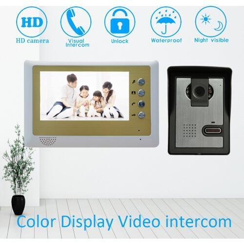 Aluminium alloy 7 inch Video door phone HD Camera Night Vision Function Talkback Unlock Smart Home Door access intercom system