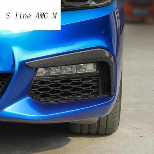 Car Styling Carbon fiber Head Front fog lamps covers grille slats lights Stickers Trim For BMW 5 Series G30 G38 Auto Accessories