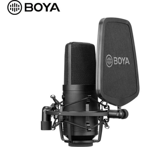 BOYA BY-M800 Professional Large Diaphragm Microphone Low-Cut Filter Cardioid Condenser Mic For Studio Broadcast Live Vlog Video