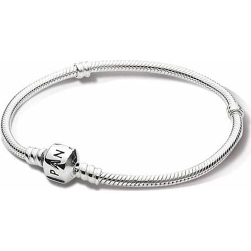 Certificate 100% Original 925 Sterling Silver Snake Chain DIY Charm Bracelet for Women Gift Silver 925 Jewelry LHB925