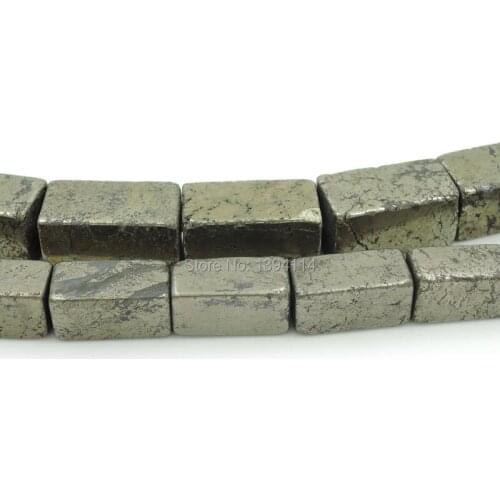 Natural Pyrite Rectangle Solid Beads Strand For Making Bracelets Or Necklaces Jewellery Approx 16 Inches