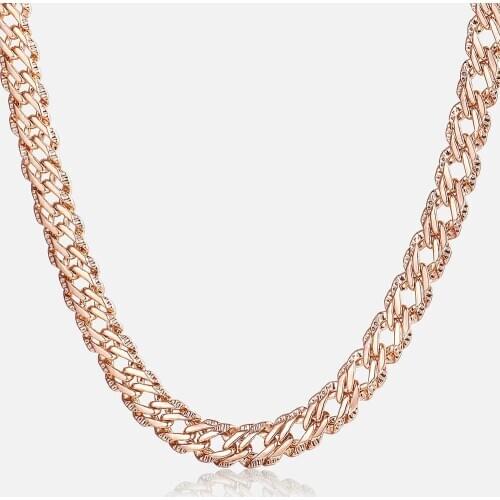 Trendsmax Necklaces for Women Men 585 Rose Gold Venitian Curb Link Chain Necklace 45cm 55cm 60cm Fashion Jewelry KGN453