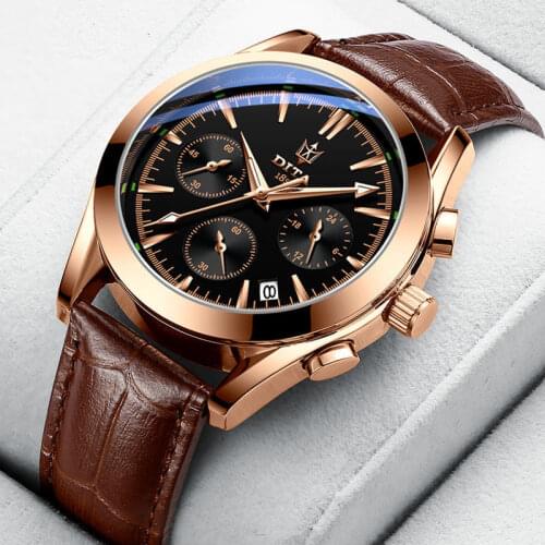 Casual Sport Watches for Men Top Brand Luxury Leather Band WristWatch Man Clock Fashion Chronograph Quartz Watch For Men