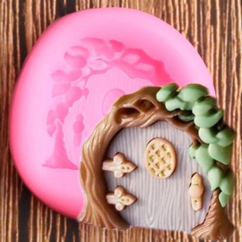Fairy Garden Door Silicone Mold Polymer Clay Fondant Molds Party Cake Decorating Tools Cupcake Baking Chocolate Candy Mould
