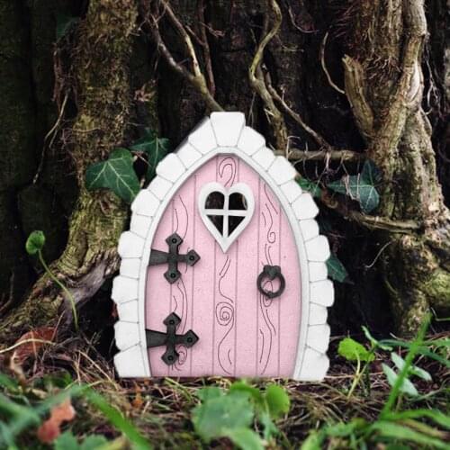Diy Coloring Fairy Elf Door Craft Wooden Wall Ornament Gnome Home Miniature Trees Yard Doors Window Garden Sculpture Puerta