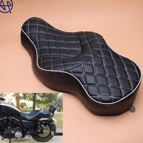 For Harley XL883 XL1200 N Sportster 05-13 Motorcycle Solo Black PU Leather+Soft Foam Style Driver+Passenger Pillion Low-Pro Seat