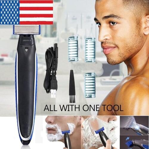 Mens Electric Shaver Micro Rechargeable Beard Mustache Trimmer Razor Shaver Edges Head With 3PCS Combs