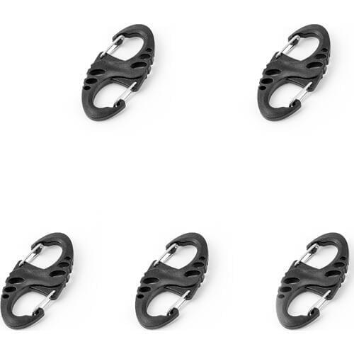 EDC 5PCS bushcraft 8-Shape Aluminum Double Carabiner Clip Spring Snap Hook Carabiners with Keyring Keychains Accessories