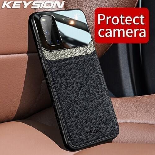 KEYSION Fashion Shockproof Case for VIVO IQOO Neo 3 Leather Lens Tempered Glass Phone Back Cover For VIVO IQOO Z1 IQOO 3 Neo 3