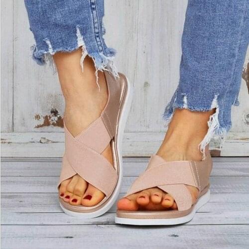 Summer Comfy Slip On Women Sandals Elastic Textile Splicing Sandals Casual Beach Shoes For Woman Classics Non-slip Lightweight.1