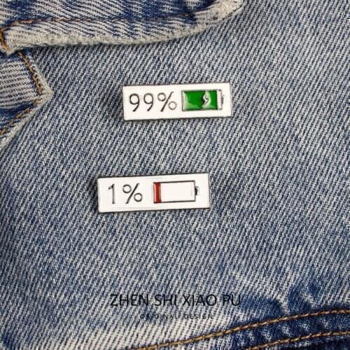 2Pcs Cute Enamel 1% 99% Power Brooch Childhood Laple Pin Jewelry Badge Gift