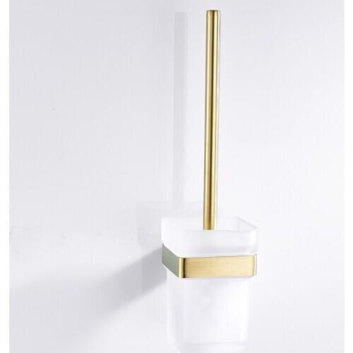 304 Stainless Steel Toilet Brush Holder Set Brushed Gold Square Holder Bathroom Accessories WC Brush Bathroom Hardware