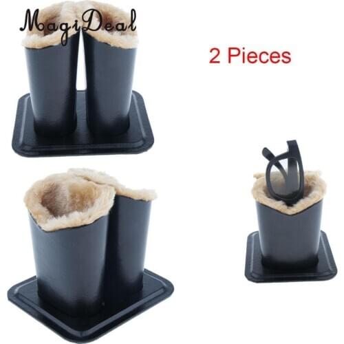 Pack of 2 Double Head Upright Plush Lined Eyeglass Holder Stand Pen Holder Anti-Scratch - PU Leather
