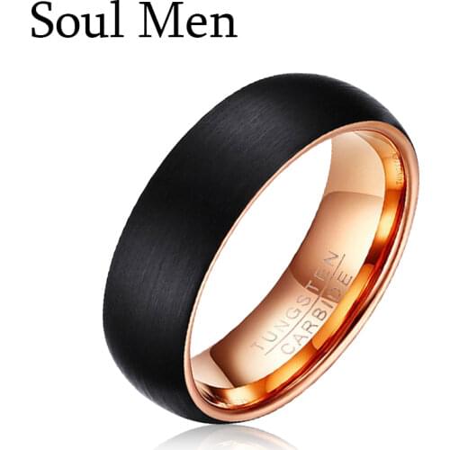 Drop Shipping 8mm Mens Black & Rose Gold Dome Color Ring Hot Sale in Europe US Brazil Unisex Tungsten Wedding Band