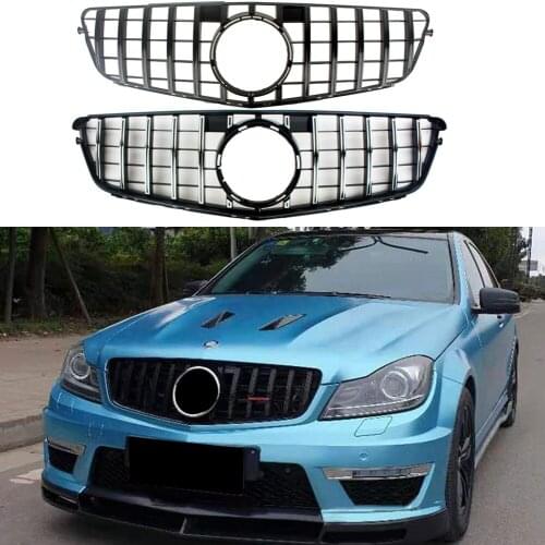 Front Bumper Racing Grill Billet Grille Cover For Mercedes-Benz W204 C-Class 2008-2014 GT