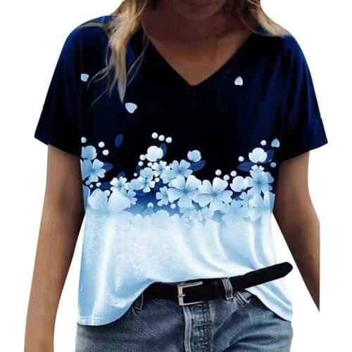 Sexy Plus Size Clothing Womens Printed T Shirt V Neck Casual Loose Short Sleeve Top Футболка Женский Camisetas De Mujer