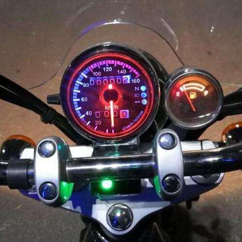 Durable Motorcycle Speedometer Delicate Design Retro 12V Motorcycle Speedometer Odometer with Neutral Gear Headlight Indicator